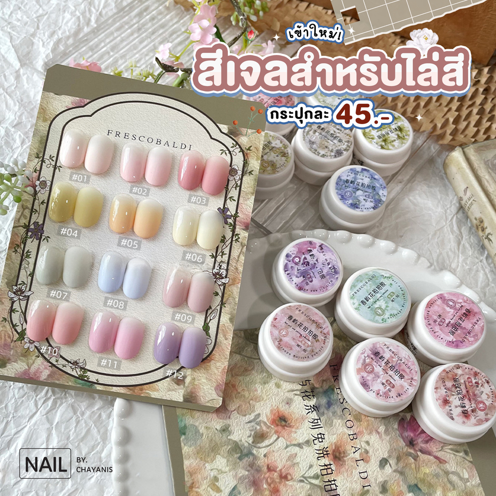 สีเจลกระปุกสำหรับไล่สีเล็บ เนื้อสีละเอียด ไล่สีเล็บออมเบร ombre สวยละมุน