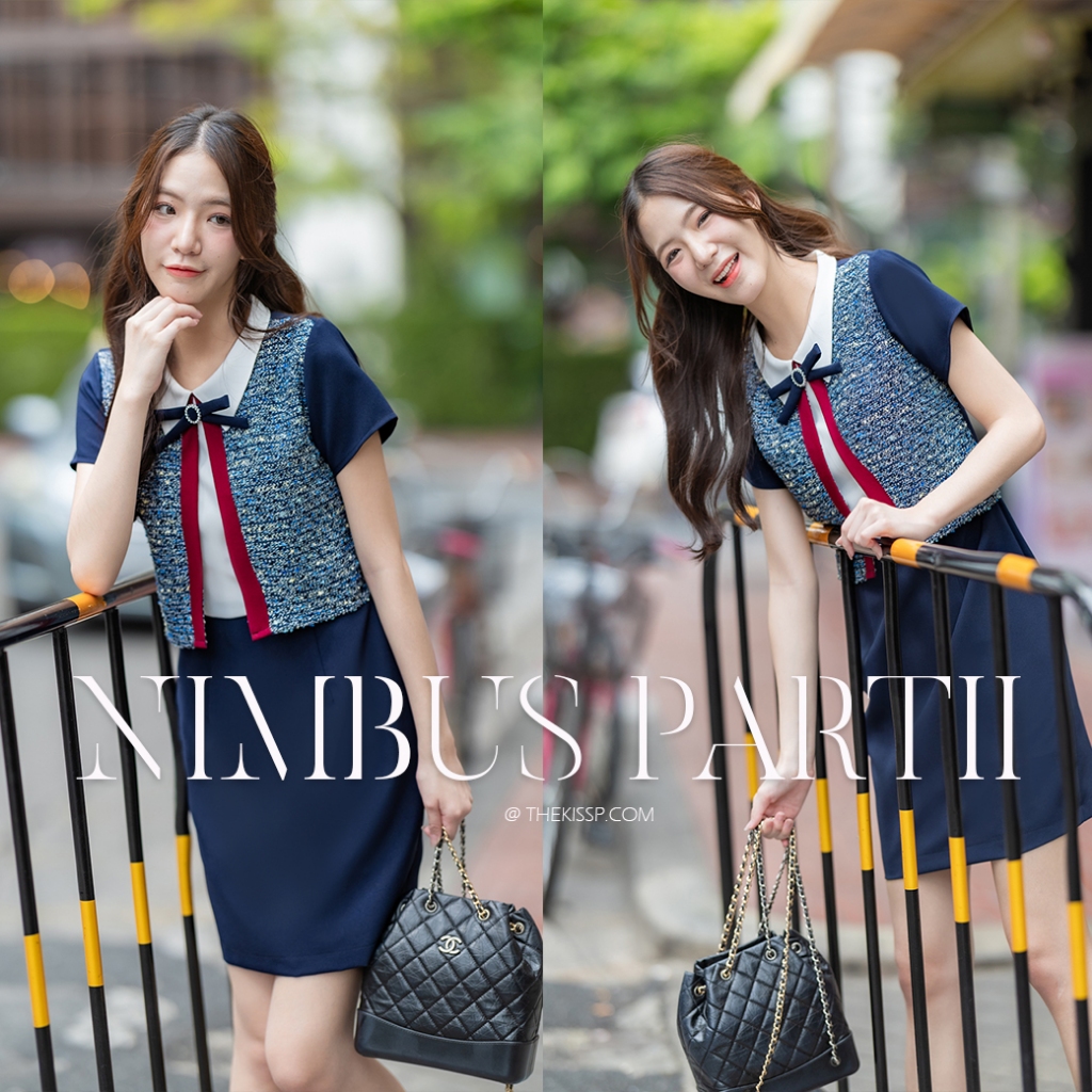 NIMBUS CLOUD PARTII  'DRESS +FREE NAVY RIBBON PIN (SIGNATURE THEKISSP. cutting)