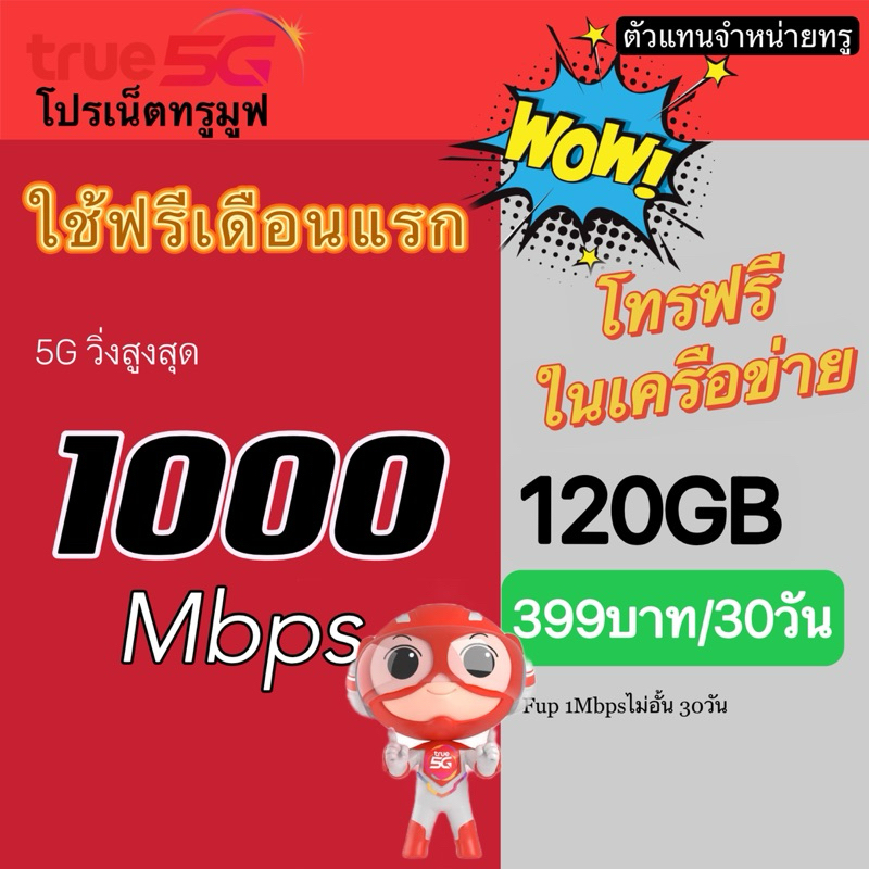 ซิมเน็ตซิมเทพทรูมูฟ True 8 เน็ตเร็วเต็มสปีด ไม่อั้น 4mbps 15mbps 20mbps 100mbps 1000mbps