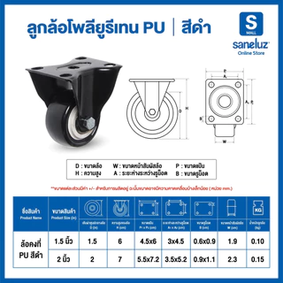 ขายส่ง ลูกล้อ โพรียูรีเทน PU สีดำ ล้อรถเข็น มี 5 แบบ มีขนาด 1.5 นิ้ว และ 2 นิ้ว รถเข็น ล้อยาง