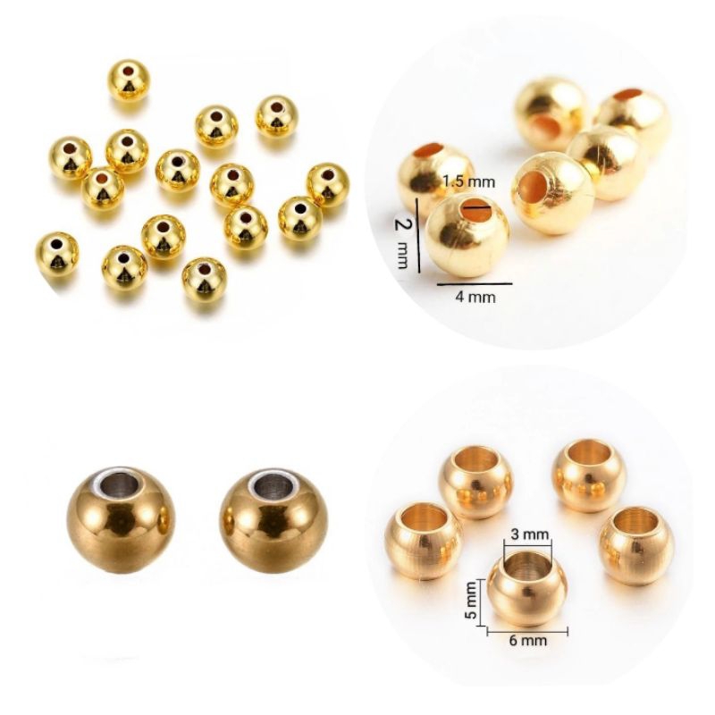 ลูกปัดสแตนเลส ชุปทอง (14k) มีขนาดมากกว่านั้น (2-20 เม็ด). (พร้อมส่ง)