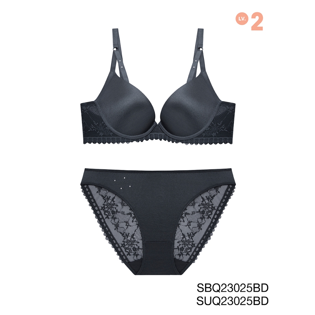 Sabina เซตชุดชั้นใน Twenty Five Level 2 เสื้อชั้นใน มีโครง รหัส SBQ23025BD+SUQ23025BD - สีเทาเข้ม