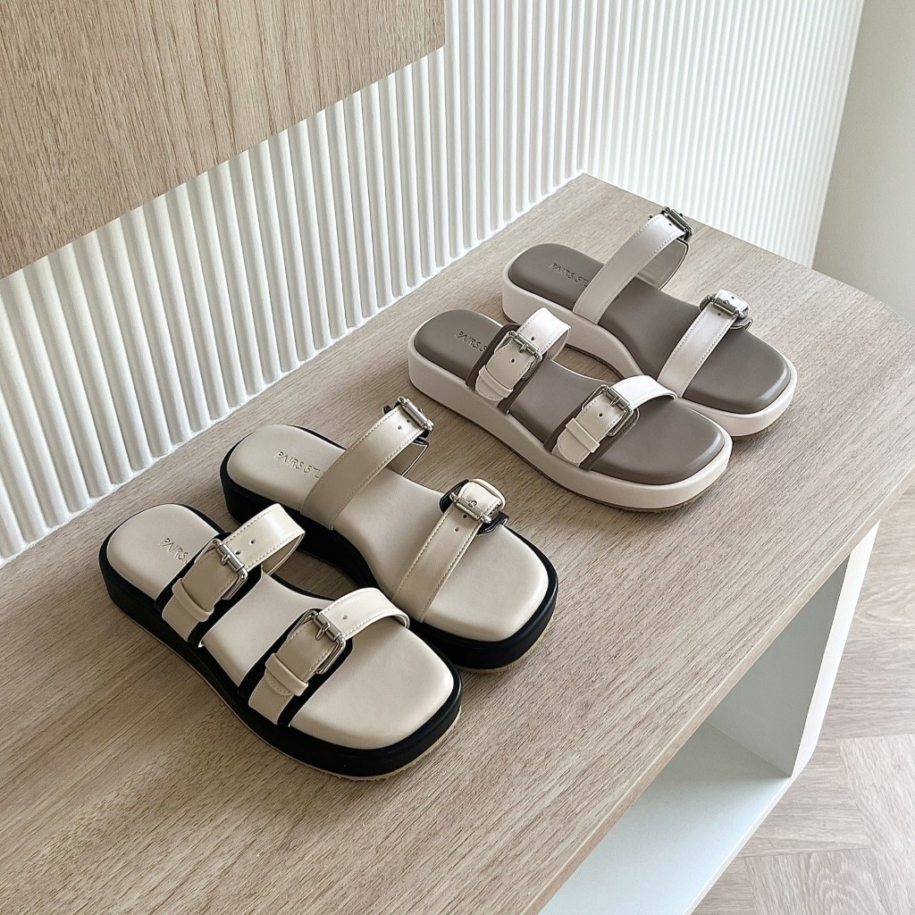 (รุ่น IRIS) Platform Sandals I (Pairs.studio) รองเท้าส้นแพลตฟอร์ม สายเข็มขัด สูง1.5นิ้ว กดสั่งได้เลย