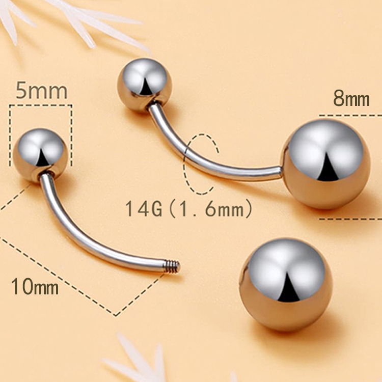 จิวสะดือ ไทเทเนียม  ASTM F136 G23 G23 Titanium Steel Belly Button Ring Cross-Border Double-Headed Round Belly Button ราคา ถูกที่สุด ดีลบีเคเค แกลเลอรีภาพที่ 3