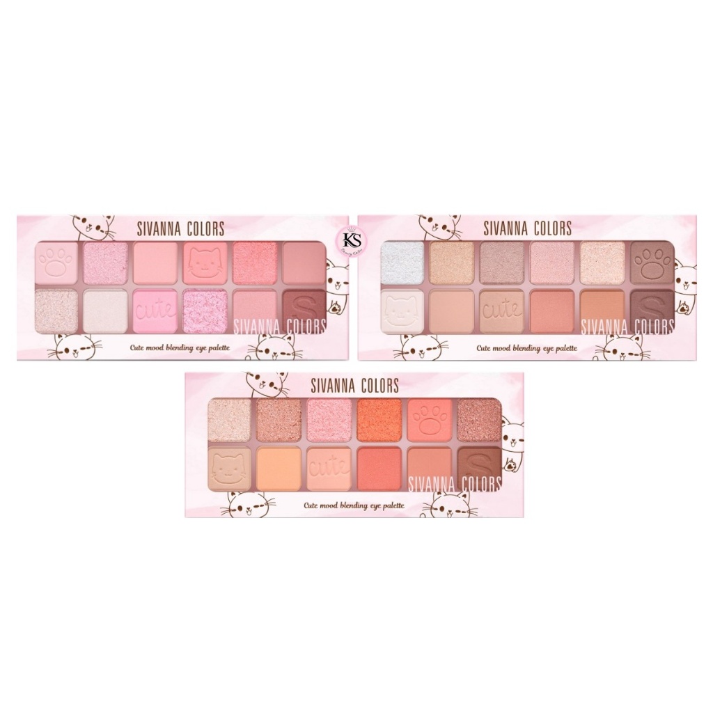 (HF643) ซีเวนน่า พาเลทอายแชโดว์12 สี เนื้อแมท์ผสมชิมเมอร์ Sivanna Colors Cute Mood Blending Eye Palette