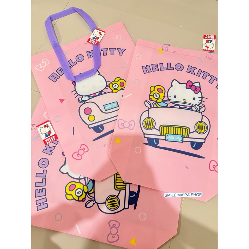 กระเป๋าใส่ของทรงสูง A4 กระเป๋าผ้าลามิเนต ลิขสิทธิ์แท้ ลายคิตตี้ kitty ซานริโอ้ sanrio ลายการ์ตูน