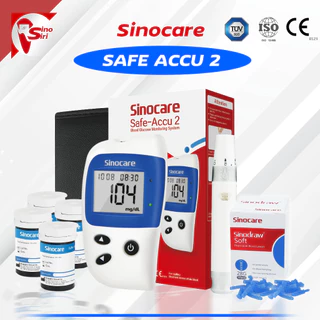 รับประกัน 5 ปี เครื่องวัดน้ำตาล 🩸Sinocare Safe Accu 2 🩸 ครบชุด แผ่นตรวจ50ชิ้น เข็ม50ชิ้น ตรวจเบาหวาน