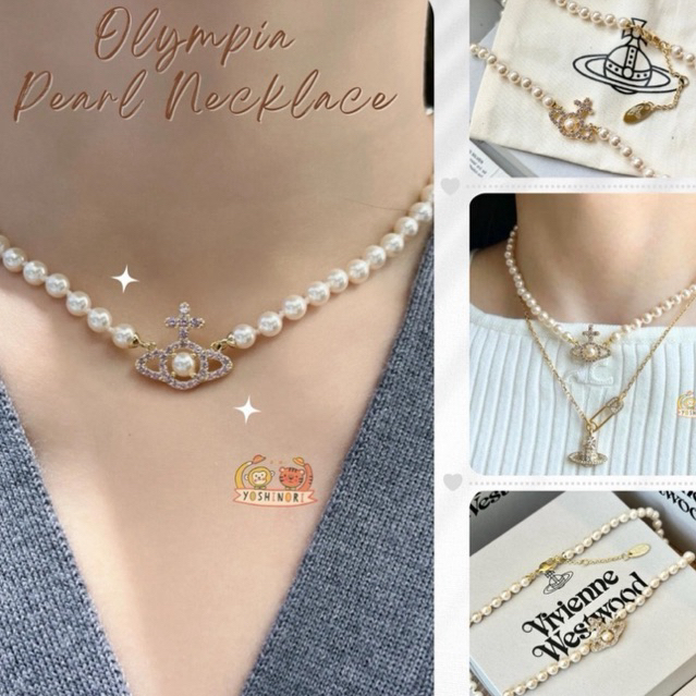 (มีโค้ดลด1,000.- น้า) พร้อมส่ง รุ่นใหม่!! สร้อยคอ Vivienne Westwood รุ่น Olympia platinum plated brass necklace ของแท้