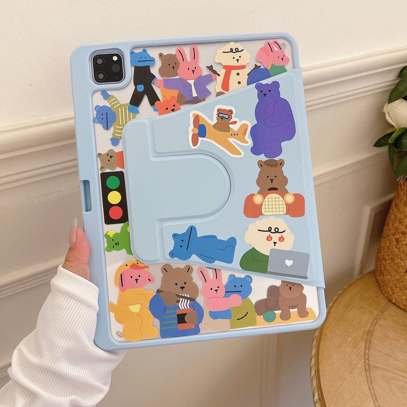 เคสฝาพับ สำหรับ iPad 10.2 Gen7 9 8 10 เคสไอแพด Air4 5 6 10.9 Air6 11 เคสหมุนได้360 องศาหมุน หลังโปร่งใส มีช่องใส่ปากกา