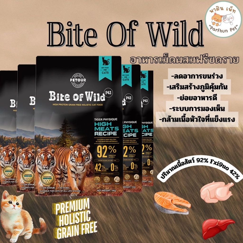 Bite Of Wild อาหารแมว ขนาด 300g- 1kg GrainFree โปรตีน 42% ฟรีซดราย สำหรับแมวทุกช่วงวัย
