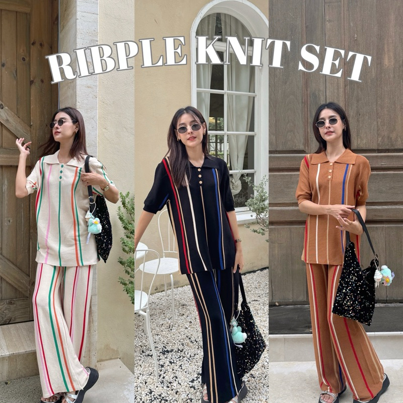 19JAN.STUDIO : RIBPLE KNIT SET ชุดเซ็ตผ้า knit สไตล์ลูกคุณ ผ้าดีไม่หนาไม่บาง