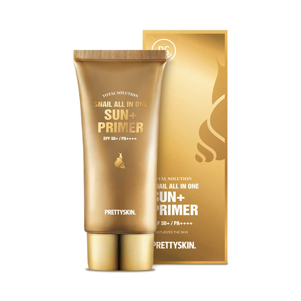 พร้อมส่ง ของแท้ PRETTYSKIN Total Solution Snail All-in-One Sun+ Primer SPF50+ PA++++ กันแดดไพรเมอร์ เบลอรูขุมขน