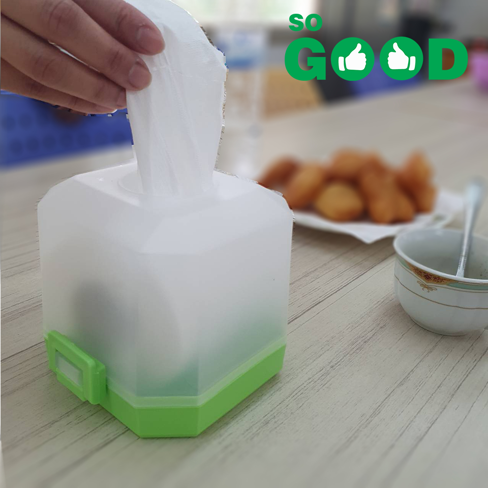 ยี่ห้อ So Good กล่องใส่กระดาษทิชชู่แบบม้วนกลม สีเขียว