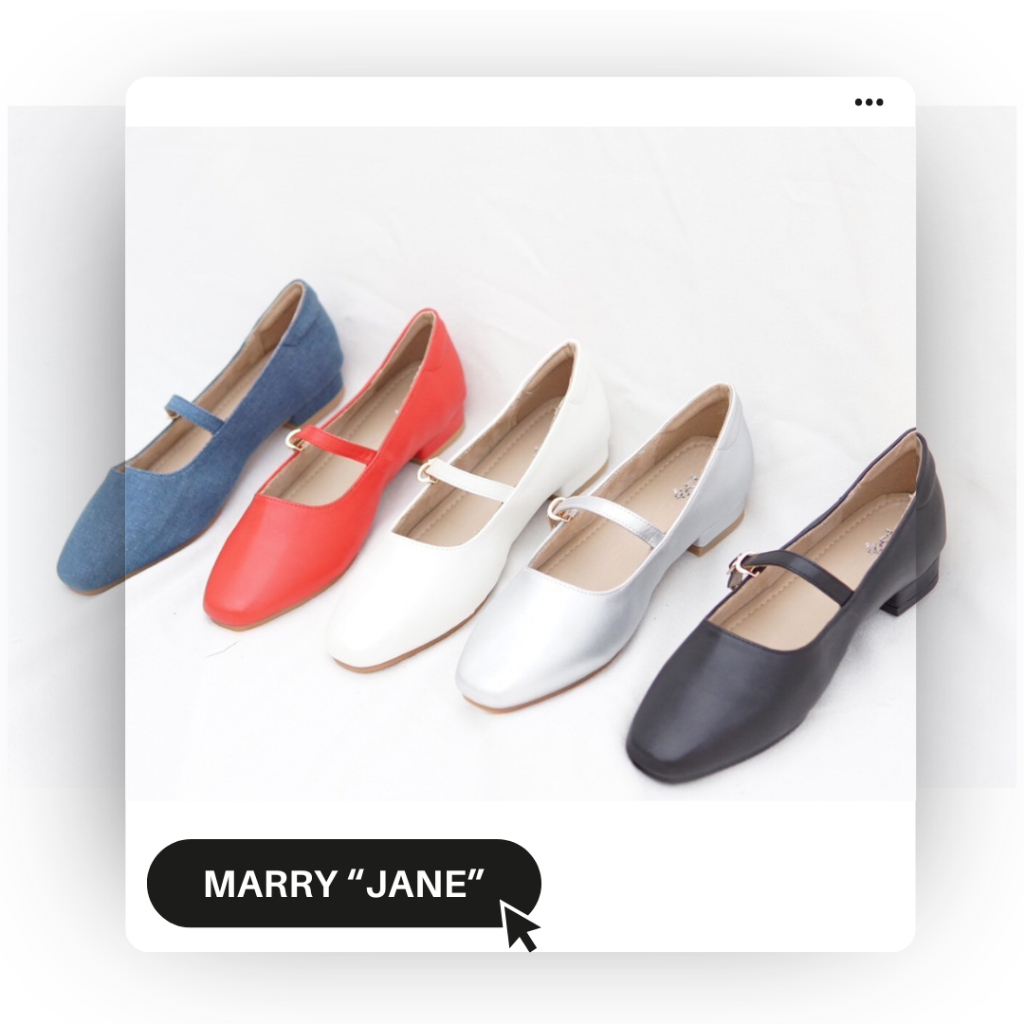Marry "JANE" แมรรี่เจนส้น 1 นิ้ว เสริมกันกัด ซับในกำมะหยี่