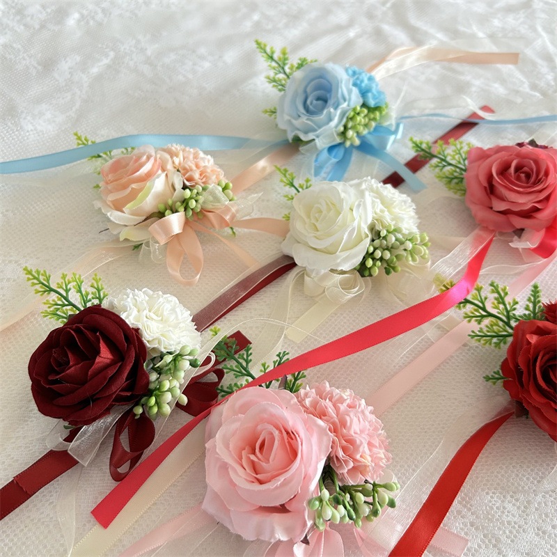 ริบบิ้นดอกไม้ผูกข้อมือเพื่อนเจ้าสาว หลากหลายสีสัน ราคา ถูกที่สุด ดีลบีเคเค แกลเลอรีภาพที่ 5