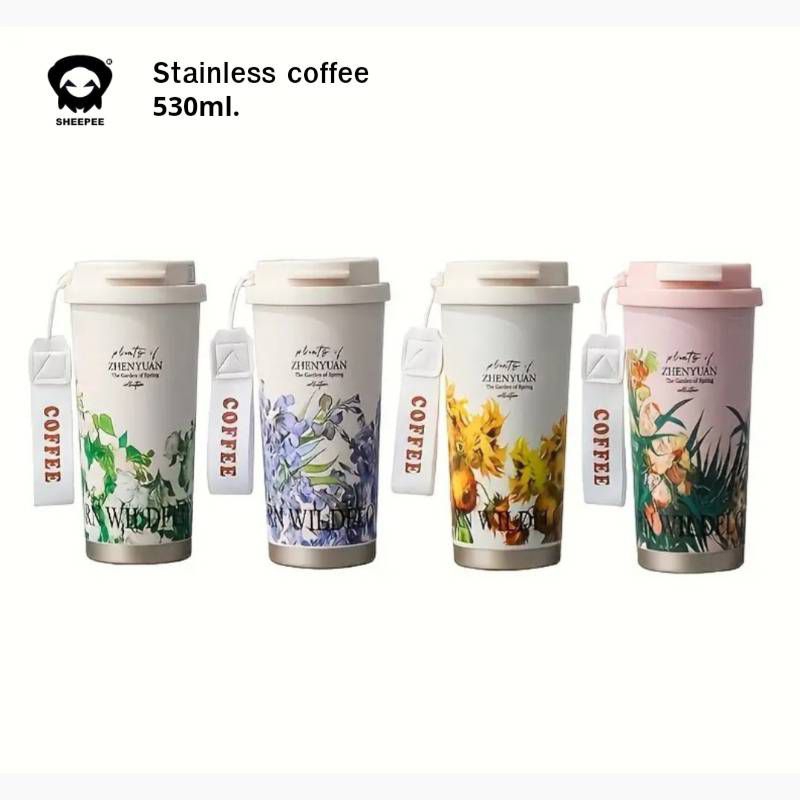 แก้วสแตนเลสเก็บความเย็น ใส่กาแฟ ใส่ชา ความจุ 530 ml. พกพาสะดวก