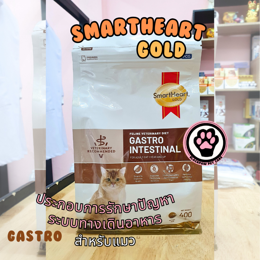 อาหารประกอบการรักษาแมวที่มีปัญหาระบบทางเดินอาหาร gastro intestinal smartheart gold 400g ท้องเสีย ปัญหาการย่อย