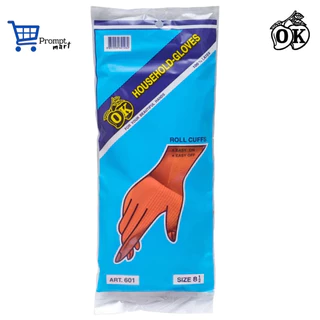 ขอบิลเบิกได้ ถุงมือแม่บ้านOKสีส้ม ถุงมือเอนกประสงค์,ถุงมือยางธรรมชาติสีส้ม(12คู่) RUBBER GLOVES