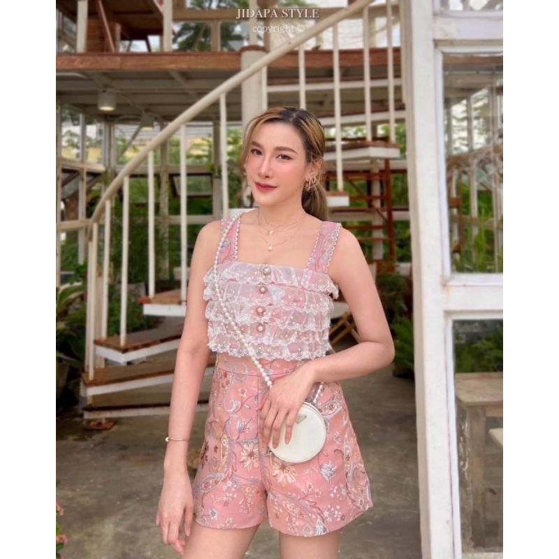 jidapa size L เซ็ตขาสั้นผ้าทอ