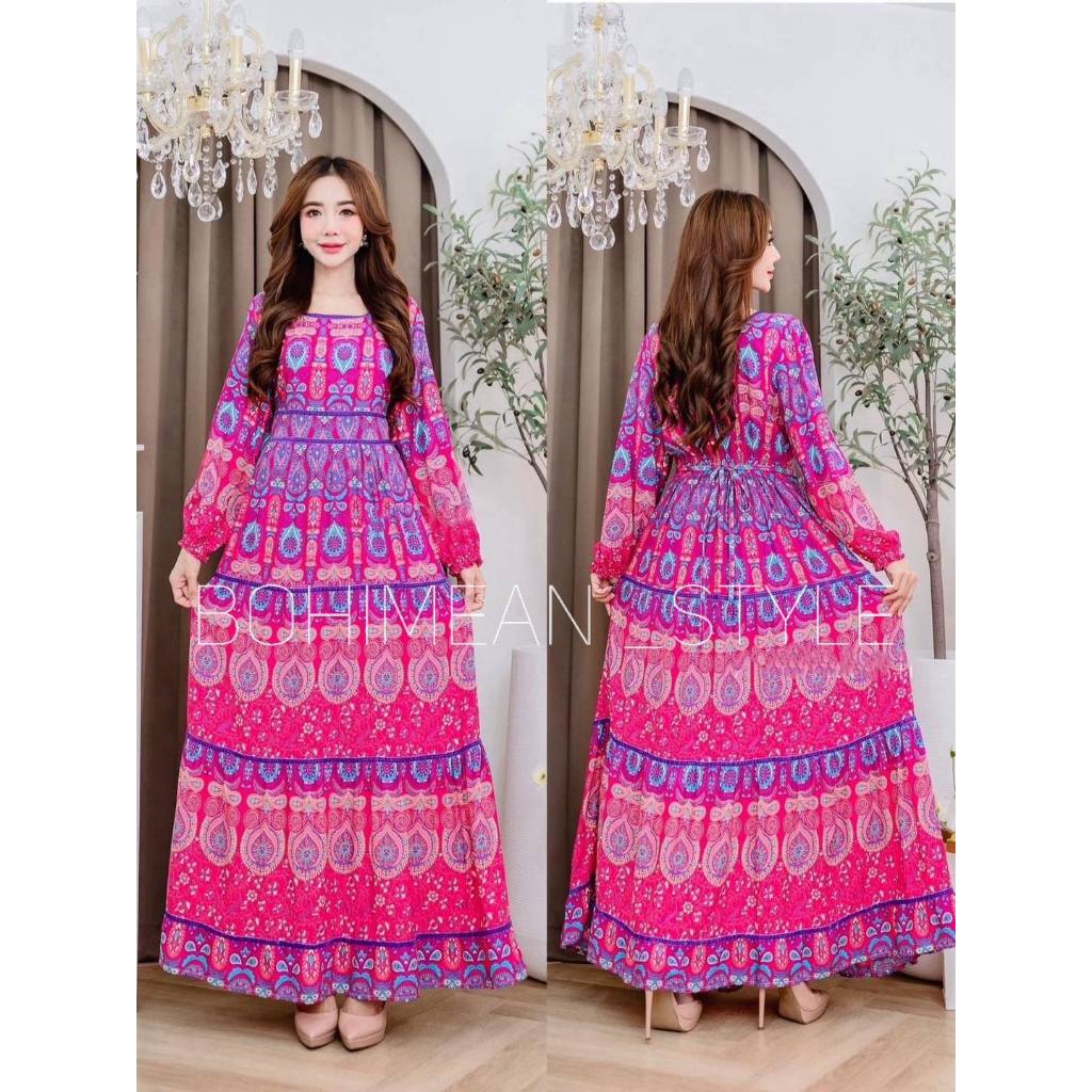 DRESS BOHEMIAN ชุดเดรสสไตล์สสาวอินเดียสีสันสดใสสวยหวาน เดรสสาวอวบใส่เที่ยว แฟชั่นโบฮีเมียนออกงาน ชุดตุรกี ราคา ถูกที่สุด ดีลบีเคเค แกลเลอรีภาพที่ 3