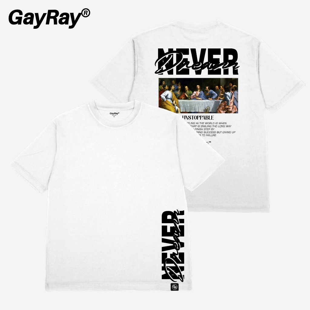 GayRay ⎰NEVER.⎱  เสื้อยืดโอเวอร์ไซส์ Cotton 100% นุ่่ม ใส่สบาย