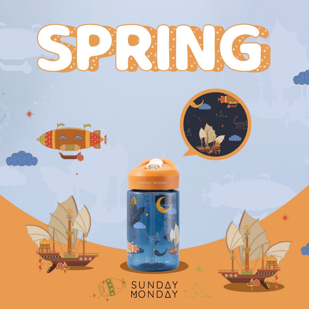 SundayMonday Spring Triton Water Bottle 400ml กระติกน้ำ TRITON ตกไม่แตก ล้างได้ทุกชิ้นส่วน 400ml