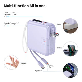[มีส่งด่วน] VEGER P15 Powerbank15000mAh พาวเวอร์แบงค์ชาร์จเร็ว PD20W QC3.0 มีสายในตัว รับประกัน 2 ปี