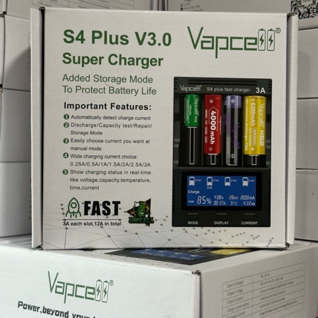 เครื่องชาร์จถ่าน Vapcell S4 Plus New V3.0 ของแท้เช็คโค๊ตได้