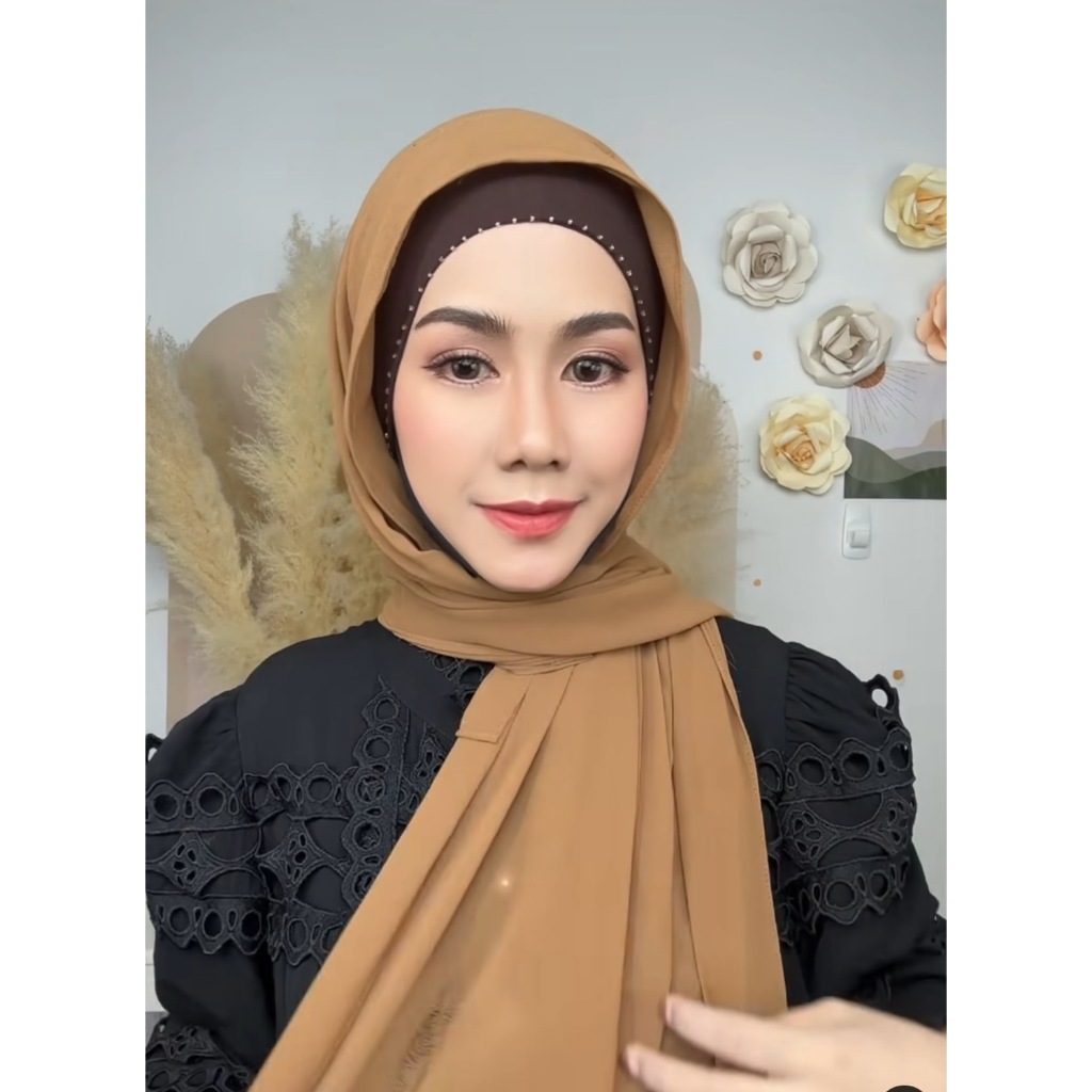 ฮิญาบชีฟองติดอินเนอร์มีแม่เหล็กในตัว รุ่นแม่เหล็ก