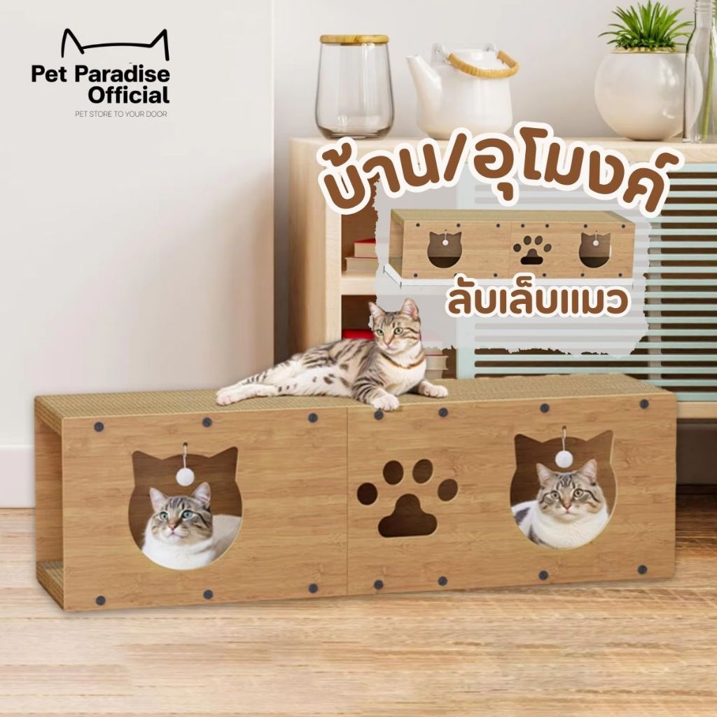 [New!!] [PetParadise.th] บ้านลับเล็บแมว แบบอุโมงค์ 3in1 บ้านแมว l ที่ลับเล็บฟินๆ l อุโมงค์ซ่อนหา