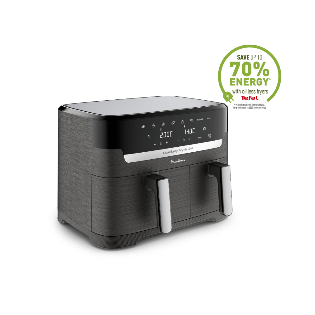 [Pre-Order]Tefal หม้อทอดไร้น้ำมัน 2 ตะกร้า ทำงานแยกกันอิสระ ขนาด 8.3 ลิตร สูงสุด 2.2 กิโลกรัม สีเทา 