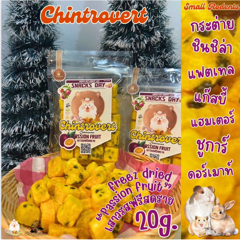Chintrovert ✨| Freeze dried passion fruit เสาวรสฟรีสดราย 20g. | ขนมกระต่าย ชินชิล่า แก็สบี้ แฮมเตอร์