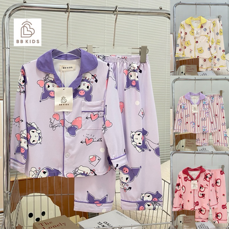 BB Kids‼️ชุดนอนเด็ก กระดุมหน้า แขนขายาว ลายการ์ตูน สเตลล่า ซานริโอ้