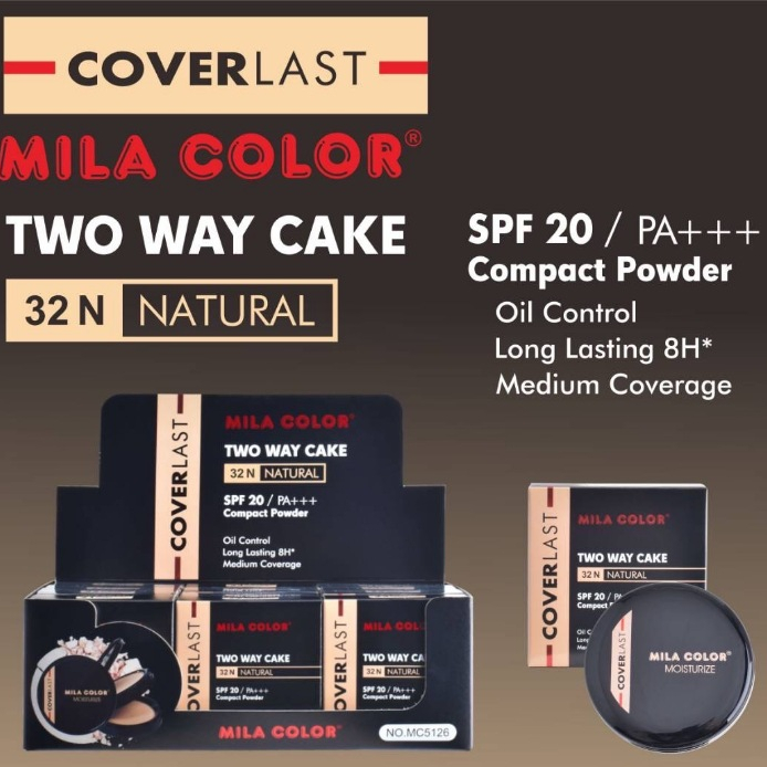 (PD5126) MILA COLOR Cover Last SPF20 PA+++ Compact Powder แป้งพัฟ แป้ง2ชั้น แป้งผสมกันแดด คุมมัน ติดทนนาน