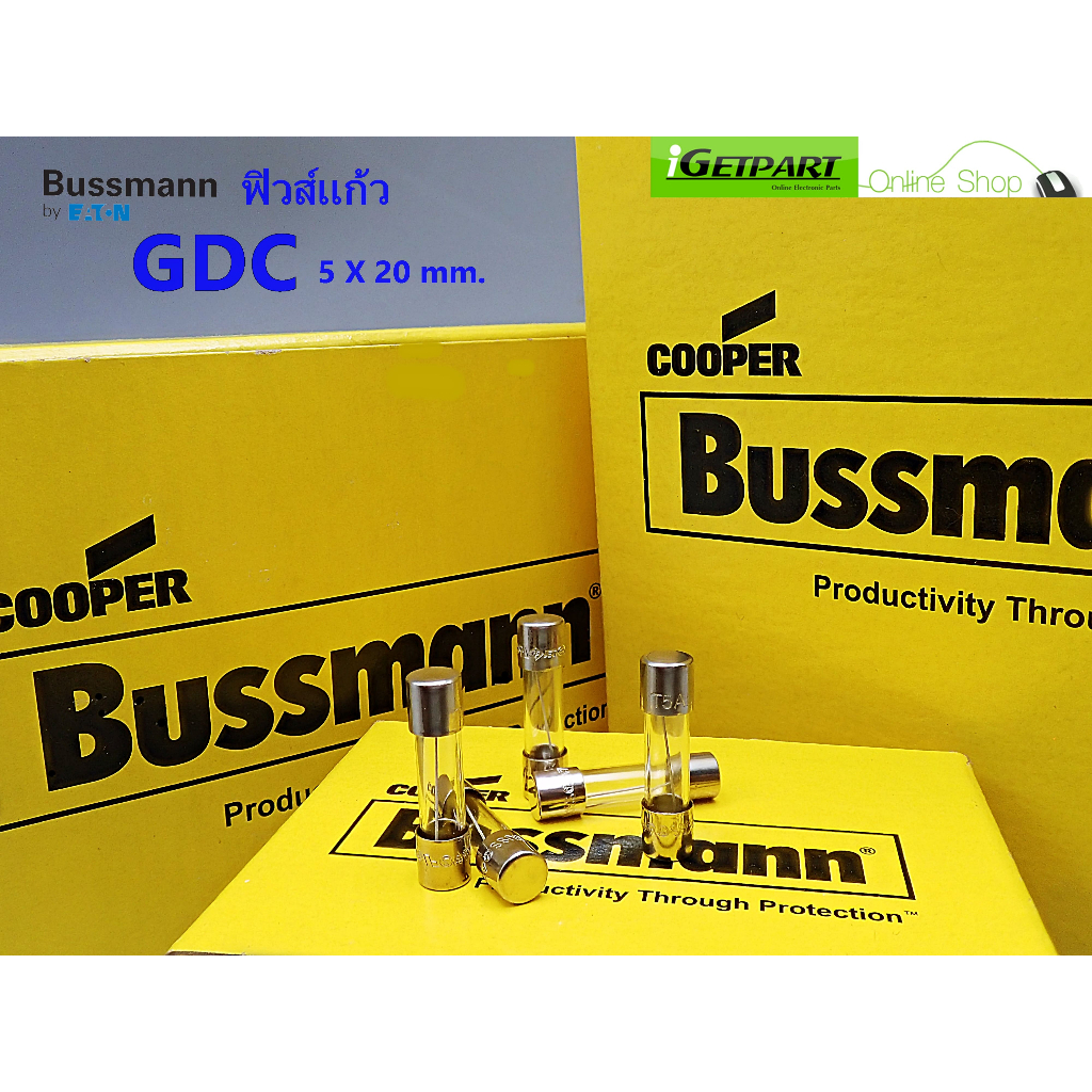 ฟิวส์หลอดแก้ว Bussmann GDC 32MA - 80MA 250V 5X20T Glass (1 แพ็ค = 3 ตัว)