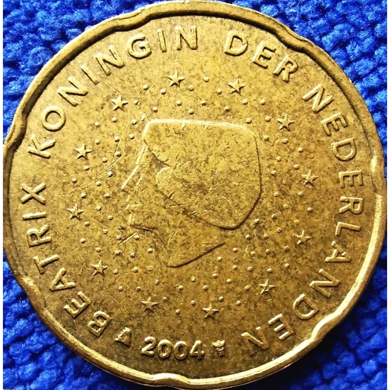เหรียญ​ยูโร​ เนเธอแลนด์ Netherlands, 20 Euro Cent,​ #​4461, ใช้แล้ว​