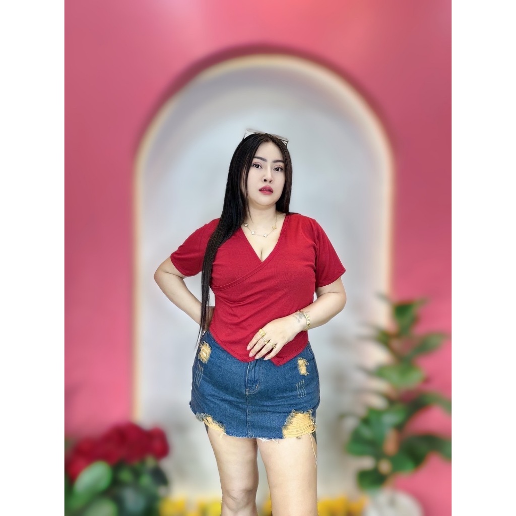 เสื้อผ้าสาวอวบ**ปอปังแฟชั่น**อก 38-44 ยาว21 สวยหรูดูดี ผ้าเนื้อนิ่ม ไขว่คอวีตัวใหม่