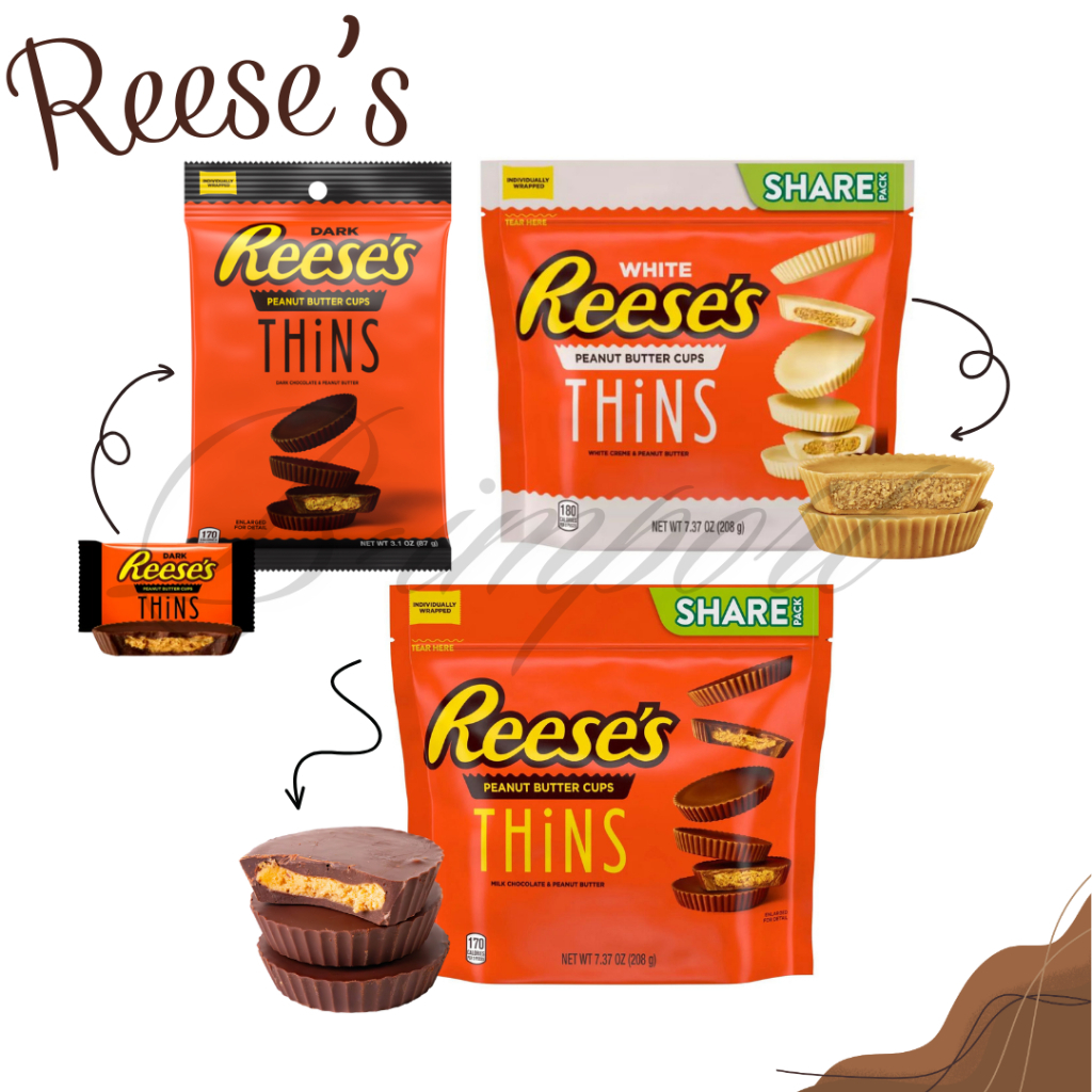 Reese’s Thins Peanut Butter Cups  มี 3 รส 2 ขนาด จากUSA