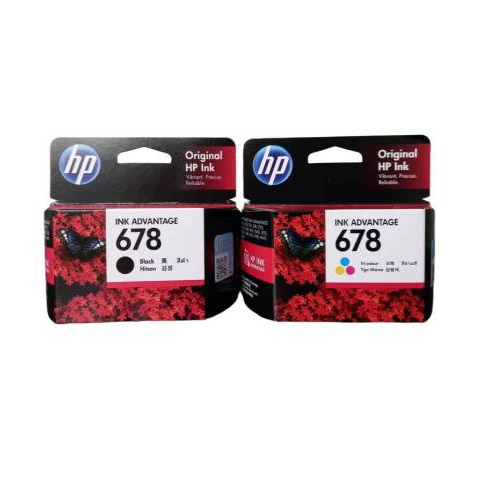 ตลับหมึก HP 678 สีดำ HP 678 สี ของเเท้100%แบบมีกล่อง เเละไม่มีกล่อง
