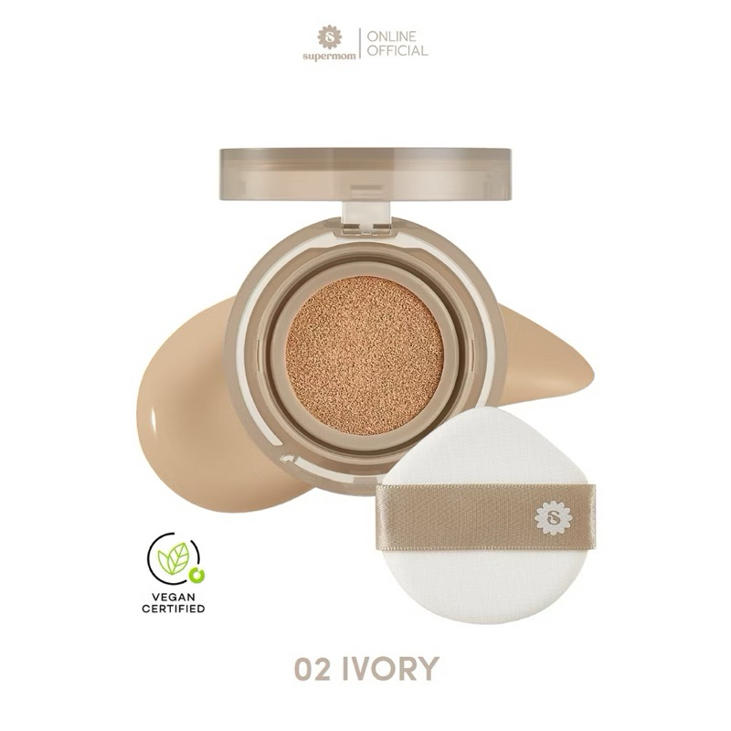 (ส่งต่อ Used) SUPERMOM l Second Skin Matte Cushion SPF 50 PA++++ คุชชั่น คุมมัน กันเหงื่อ VEGAN 02 I