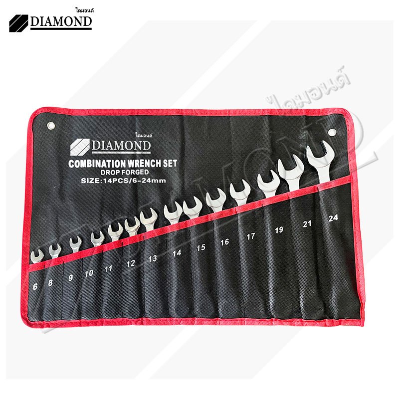 Diamond ประแจแหวนข้างปากตาย ชุดประแจแหวนข้างปากตาย ชุดประแจ ประแจ ขนาด 6-24mm 14ตัว/ชุด - 5