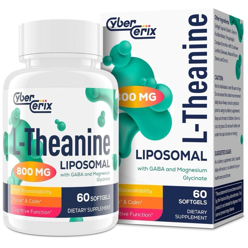 [ CYBERCERIX ]❇️ LIPOSOMAL L-THEANINE + GABA + MAGNESIUM ( สุขภาพสมอง สงบ ผ่อนคลาย ) ( 60 ซอฟ์ทเจล )