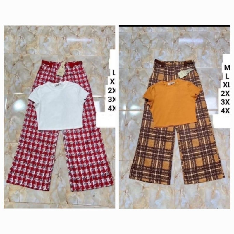 203 มีM,XL,2xl,3xl,4xl[ปกติ] เซตกางเกงขายาวลายสก๊อต