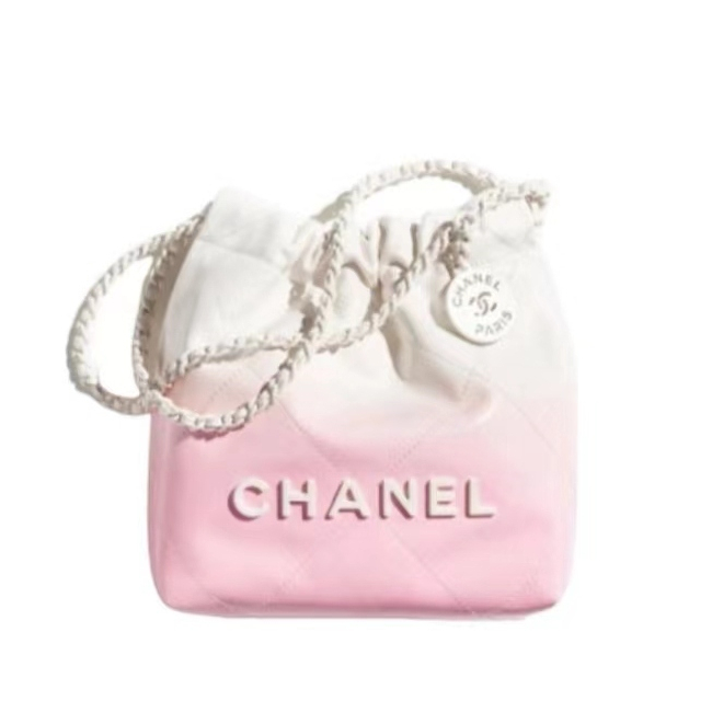 CHANEL ชาแนล 22Bag  24S  เปิดปิด Drawstring เสร็จสิ้นการเคลือบ หนังลูกวัว กระเป๋าสะพายไหล่ Mini Bag 