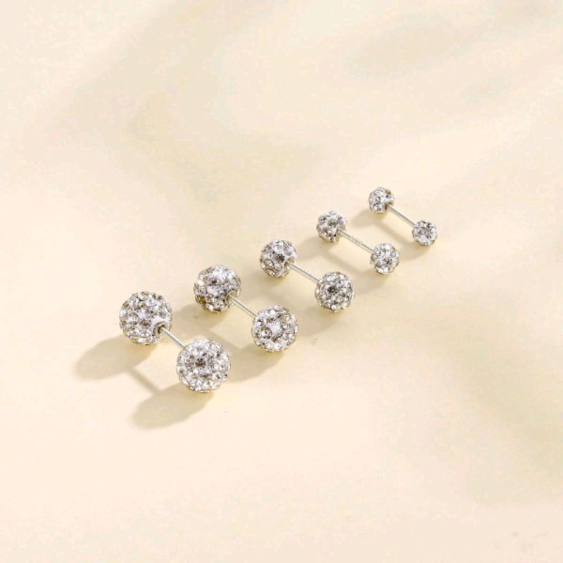 จิวหูก้าน 0.8 mm เพชรล้อม 2 ด้าน ราคา 1 ชิ้น/1 คู่