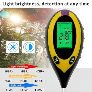 เครื่องวัดค่า 4IN1PH ในดิน Digital หน้าจอLCD ค่ากรดด่าง,ความชื้น,อุณหภูมิ,ความเข้มแสง