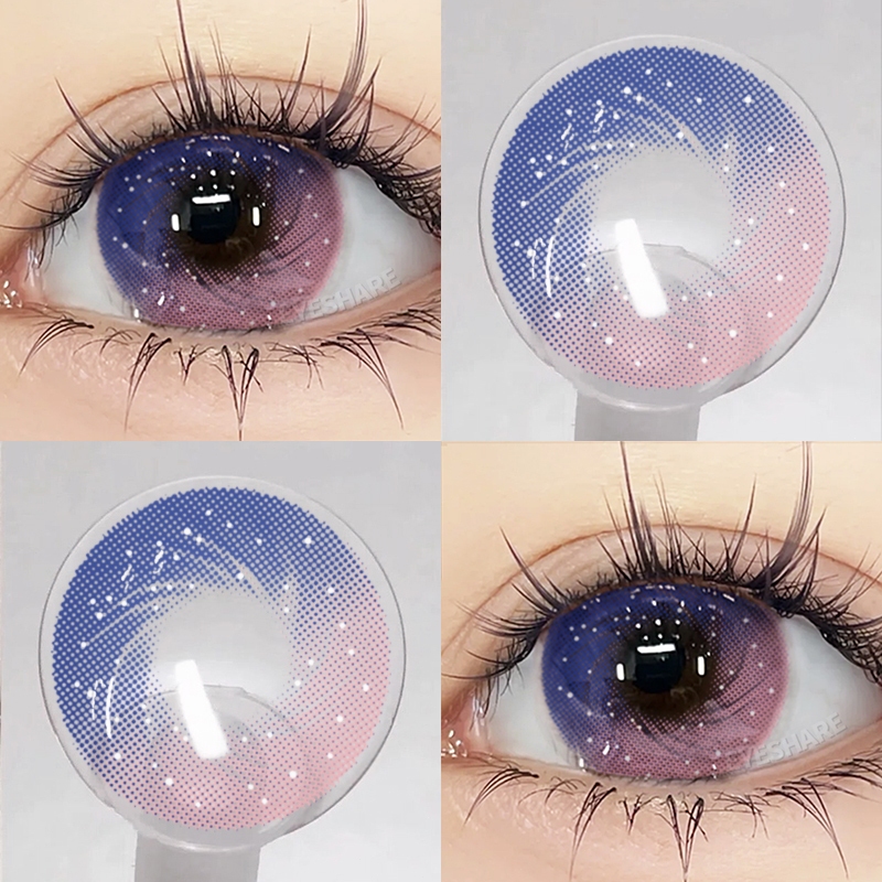 {COD}-Eyeshare Galaxy Pink คอนแทคเลนส์ 2 ชิ้น/1 คู่ 14.2 มม. คอนแทคเลนส์สีตาขนาดใหญ่ ใช้ได้หนึ่งปี พร้อมจัดส่งฟรี