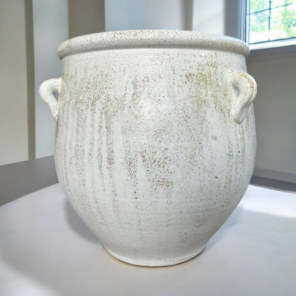 Flowerpot กระถางดินเผาทรงโอ่ง  วินเทจสไตล์ มีหู 3 หู ขนาด 40 x 38 cm. ราคา ถูกที่สุด ดีลบีเคเค แกลเลอรีภาพที่ 2