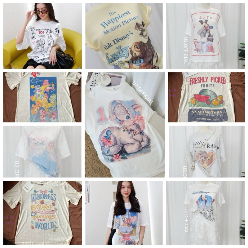เสื้อยืด คอกลม แขนสั้น/แขนกุด แต่งสกรีนลายด้านหน้า เนื้อผ้าดี งานผ้าสลาฟ เนื้อนิ่ม อก34-42 ยาว24-26”ป้ายu2/seoul say