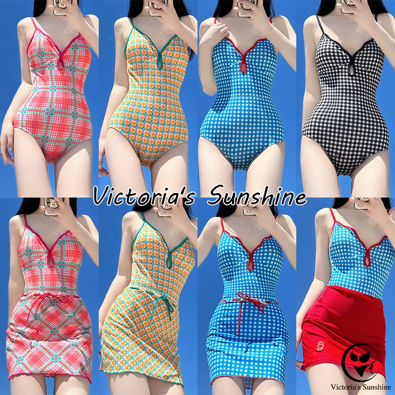 Victoria's Sunshineชุดว่ายน้ำวันพีช ผู้หญิง เซ็กซี่ ชุดว่ายน้ำกระโปรง สไตล์แฟชั่น มีฟองน้ำ beach